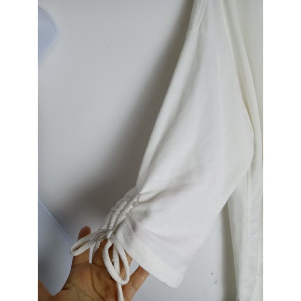 T by Talbots Women White V-Neck Jersey Knit Boxy 3/4 Sleeves Blouse size 2X - Picture 4 of 8